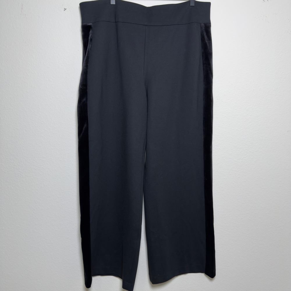 Express Women Columnist Trouser Pants XL Black Velvet Side Stripe High Rise Wide